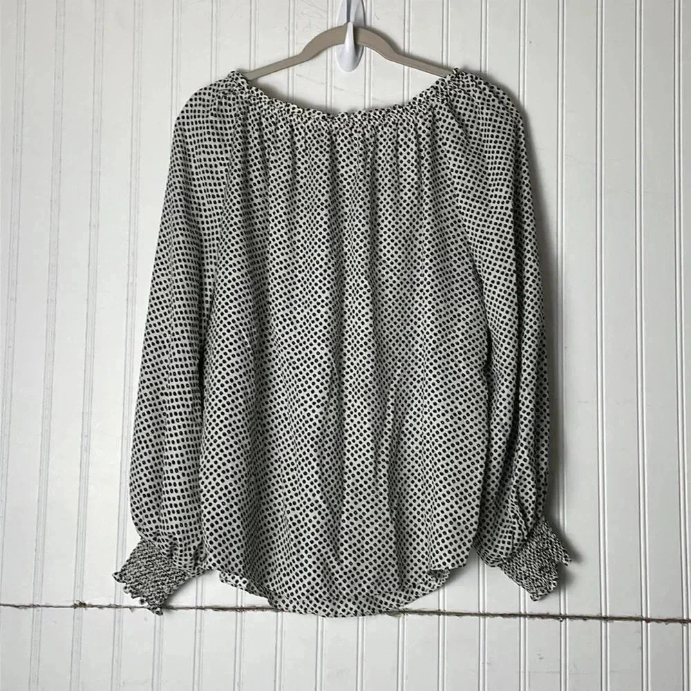Max Studio Black & White Polka Dot Top Light & flowy. size medium date work - Picture 2 of 5